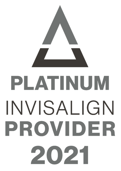 a white and gray logo for platinum invisalign providers