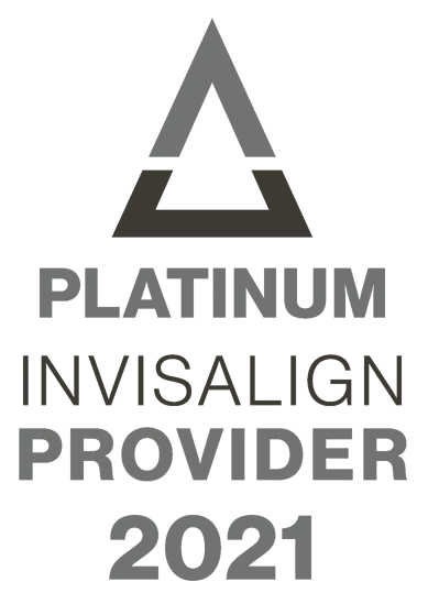 a white and gray logo for platinum invisalign providers